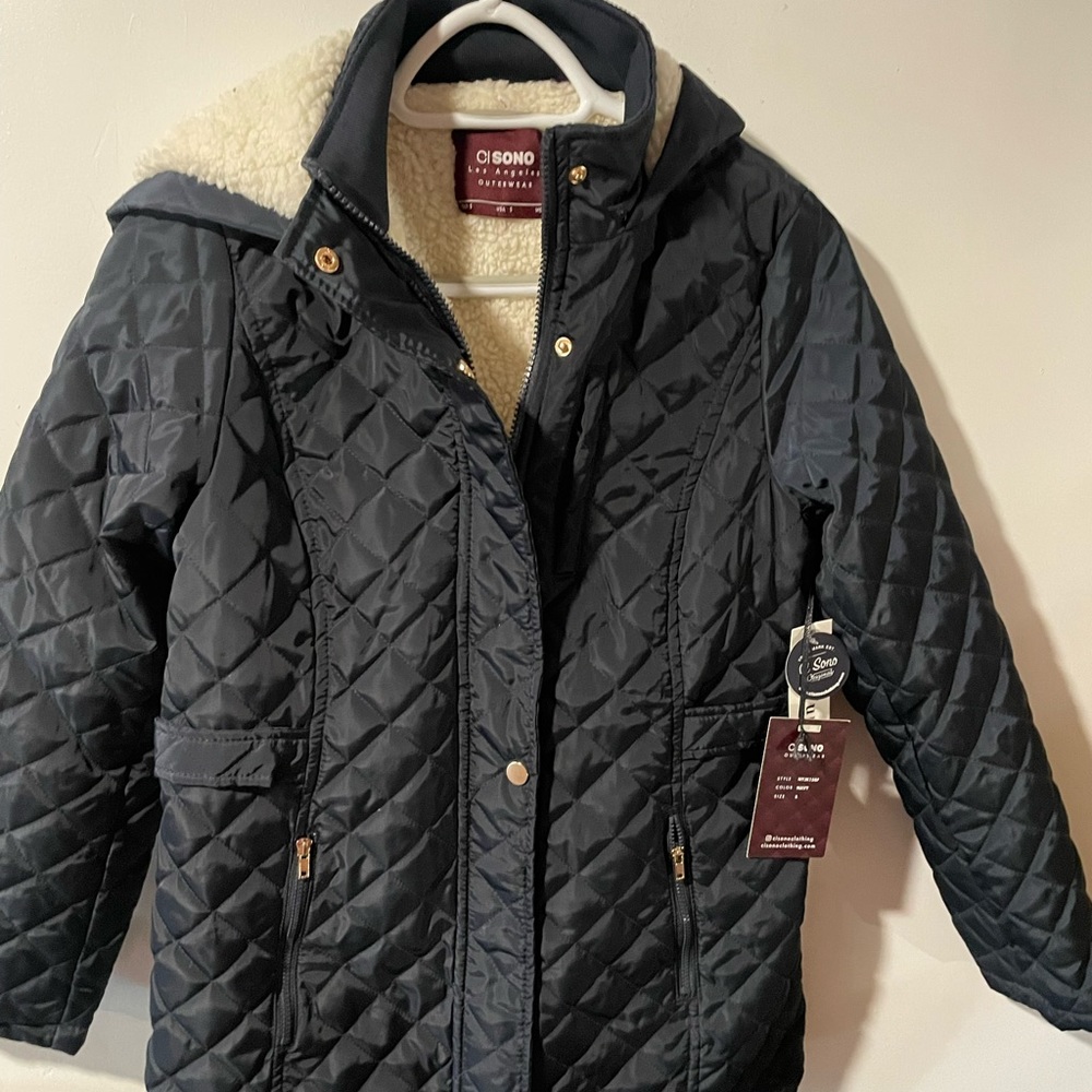 Navy coat with hood size small